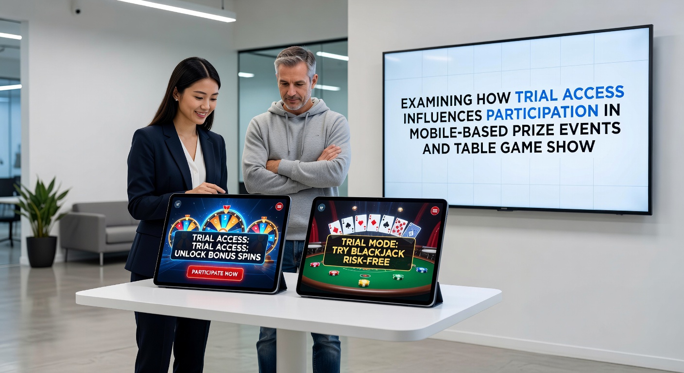 Group of players gathered around digital table game interfaces during a mobile tournament event