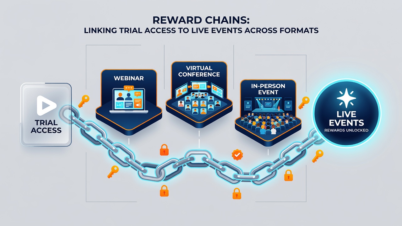 Diagram showing reward progression from mobile trials to live dealer tournaments