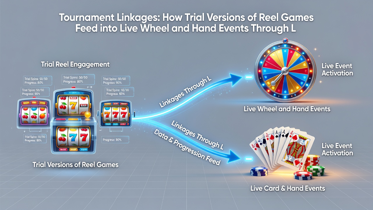 Screenshot of layered bonus interface linking slot trials to live tournament registration