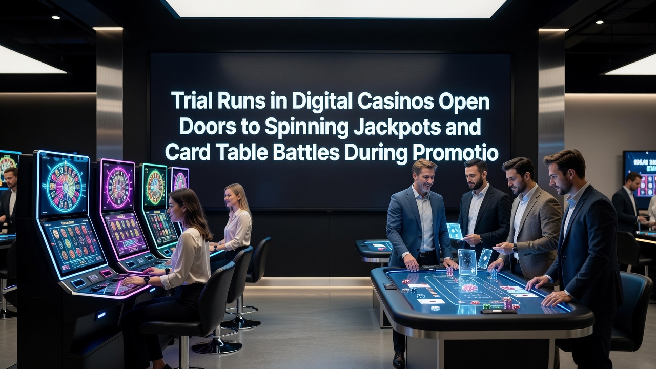 Live dealer card table in session alongside slot jackpot displays during a casino promotional event